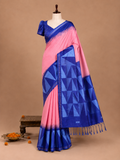 Elegant Baby Pink & Royal Blue Parameshwari Prints Semi Tussar Silkworm Saree
