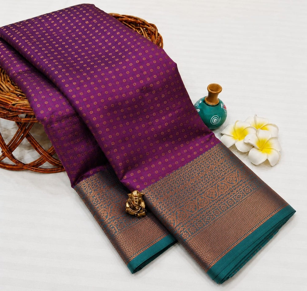 Luxury 1000 Butta Dark Magenta Soft Silk Saree