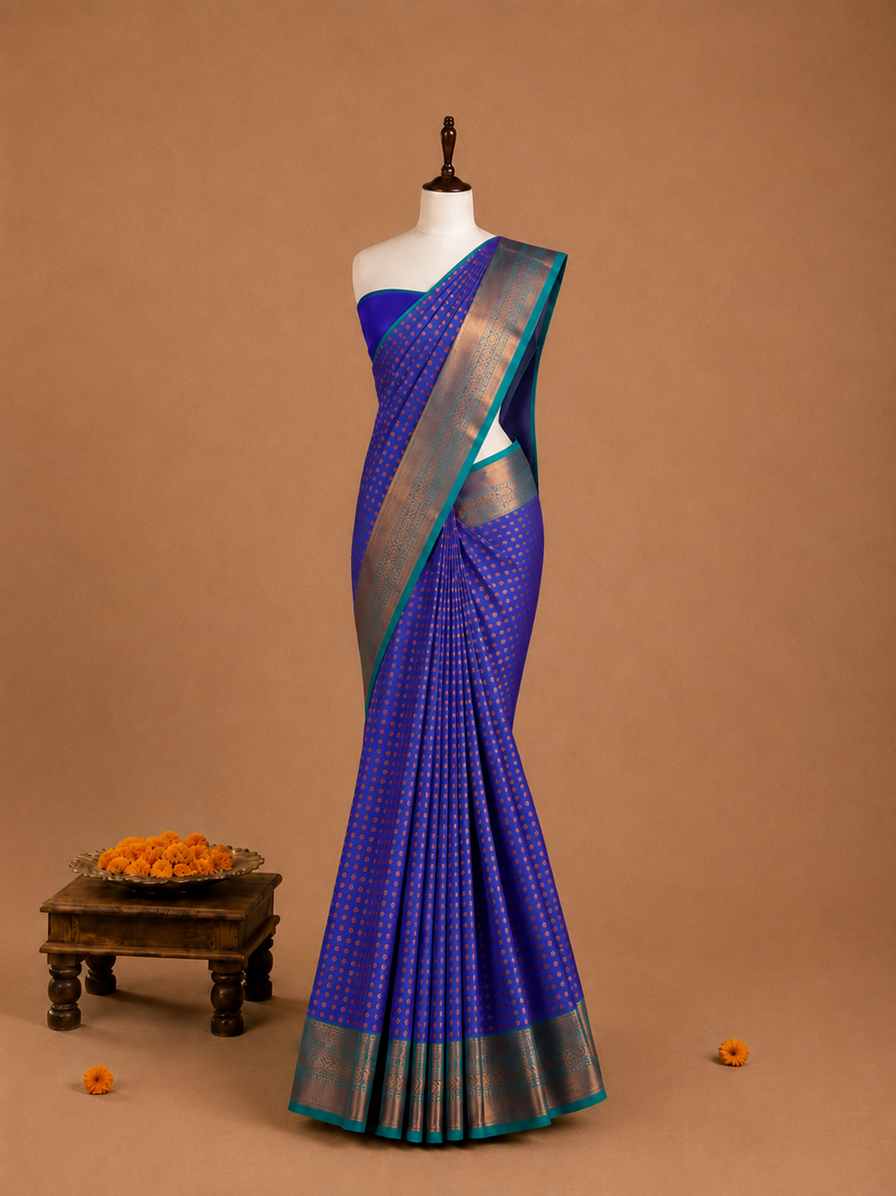 Luxury 1000 Butta Deep Purple Soft Silk Saree