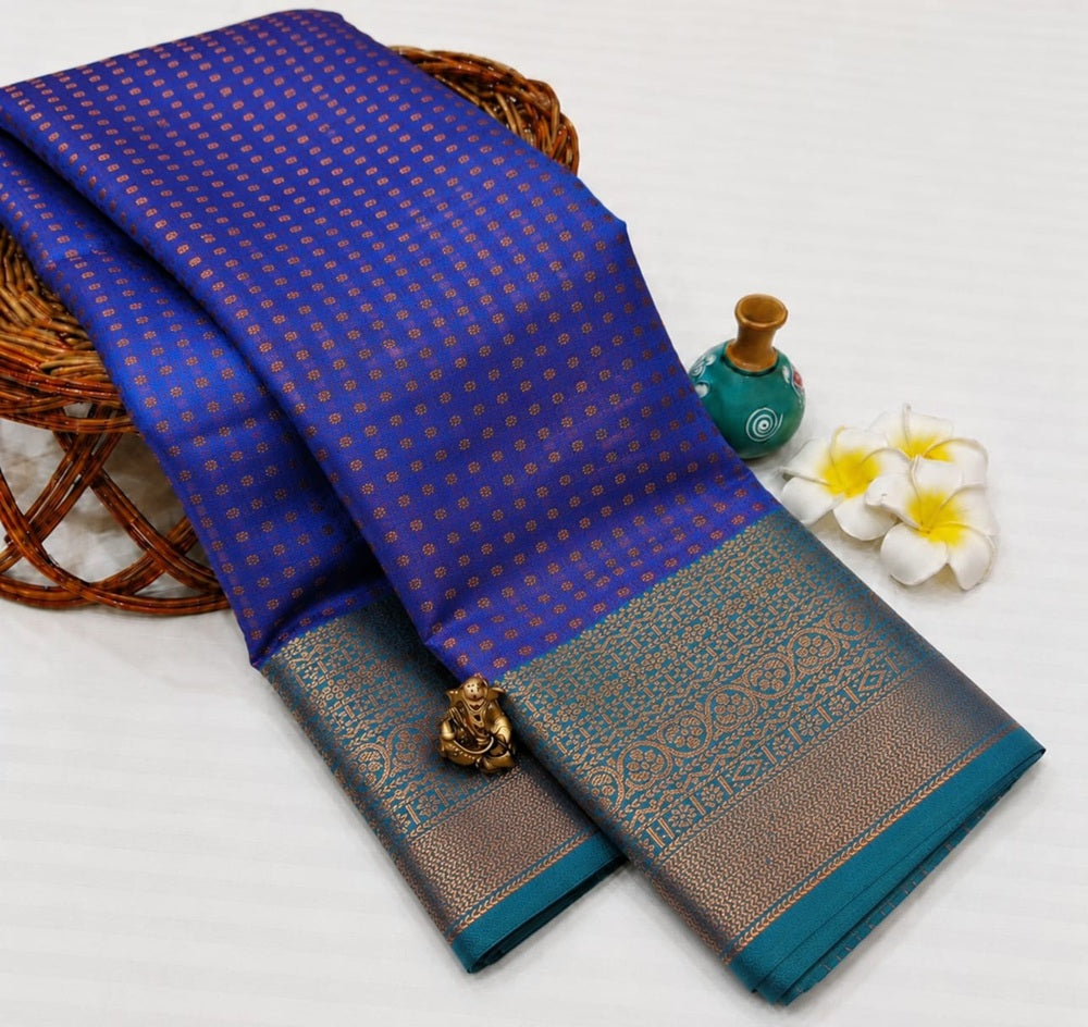 Luxury 1000 Butta Deep Purple Soft Silk Saree