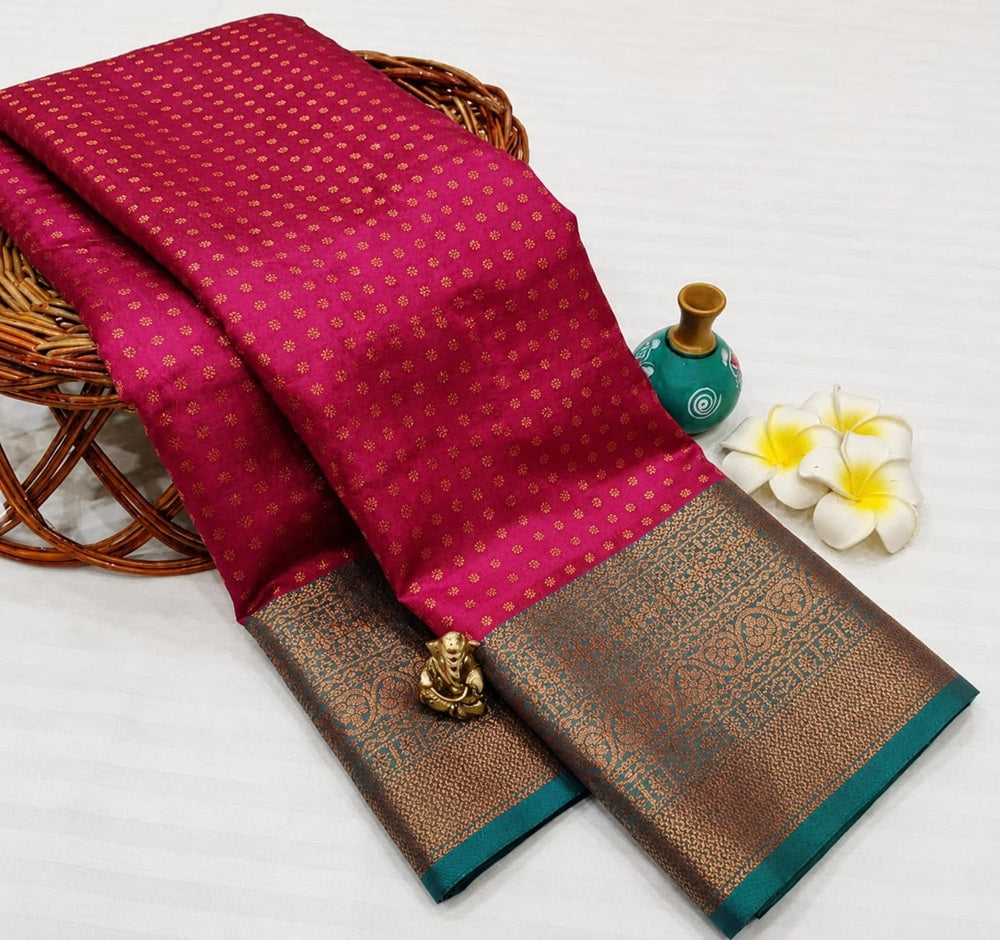 Luxury 1000 Butta Crimson Red Soft Silk Saree