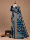 Premium Teal Blue and Navy Diamond Jacquard Fancy Georgette Saree