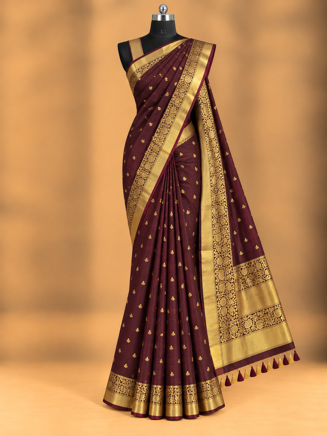 Pure Banarasi Coffee Brown Butta Saree