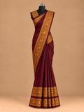 Beautiful Coffee Brown Kanchi Style Retta Betta Cotton Saree - CB074 - Pre-Booking Order