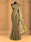 Checked Kalamkari Design Saree