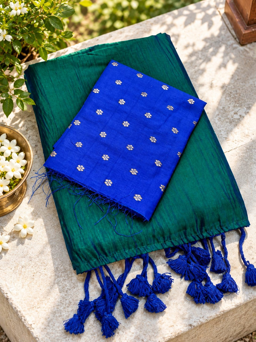 Premium Peacock Blue Raga Tissue Soft Silk Saree - PS047