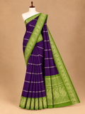 Elegant Violet Stripe with Velthari Pattern Sungudi Cotton Saree - SC065