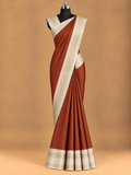Elegant Brick Rust Fancy Warm Silk Saree with Zari Stripes - WS073