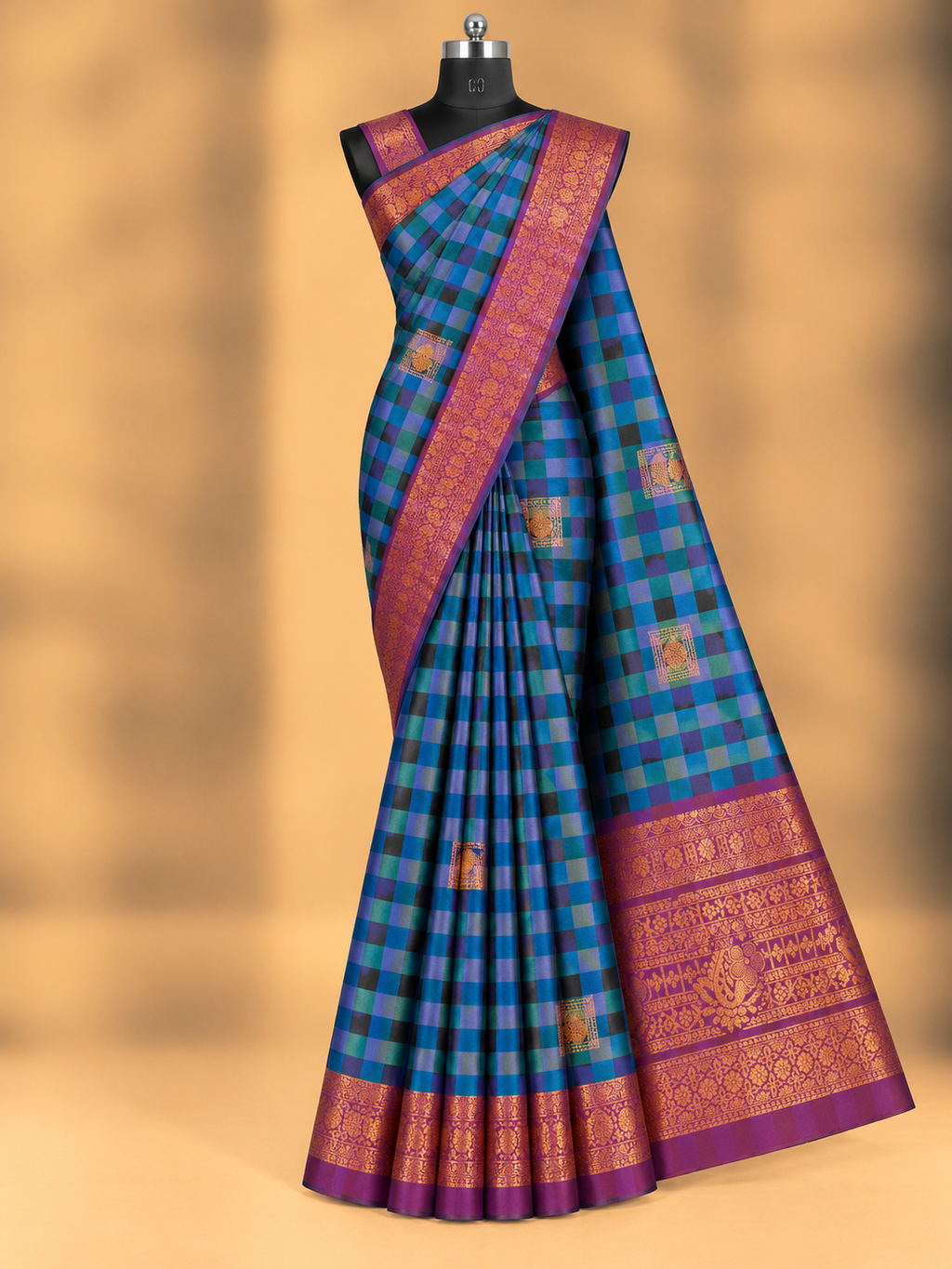 PREMIUM CHECKERED ZARI WORK SAREE COLLECTION