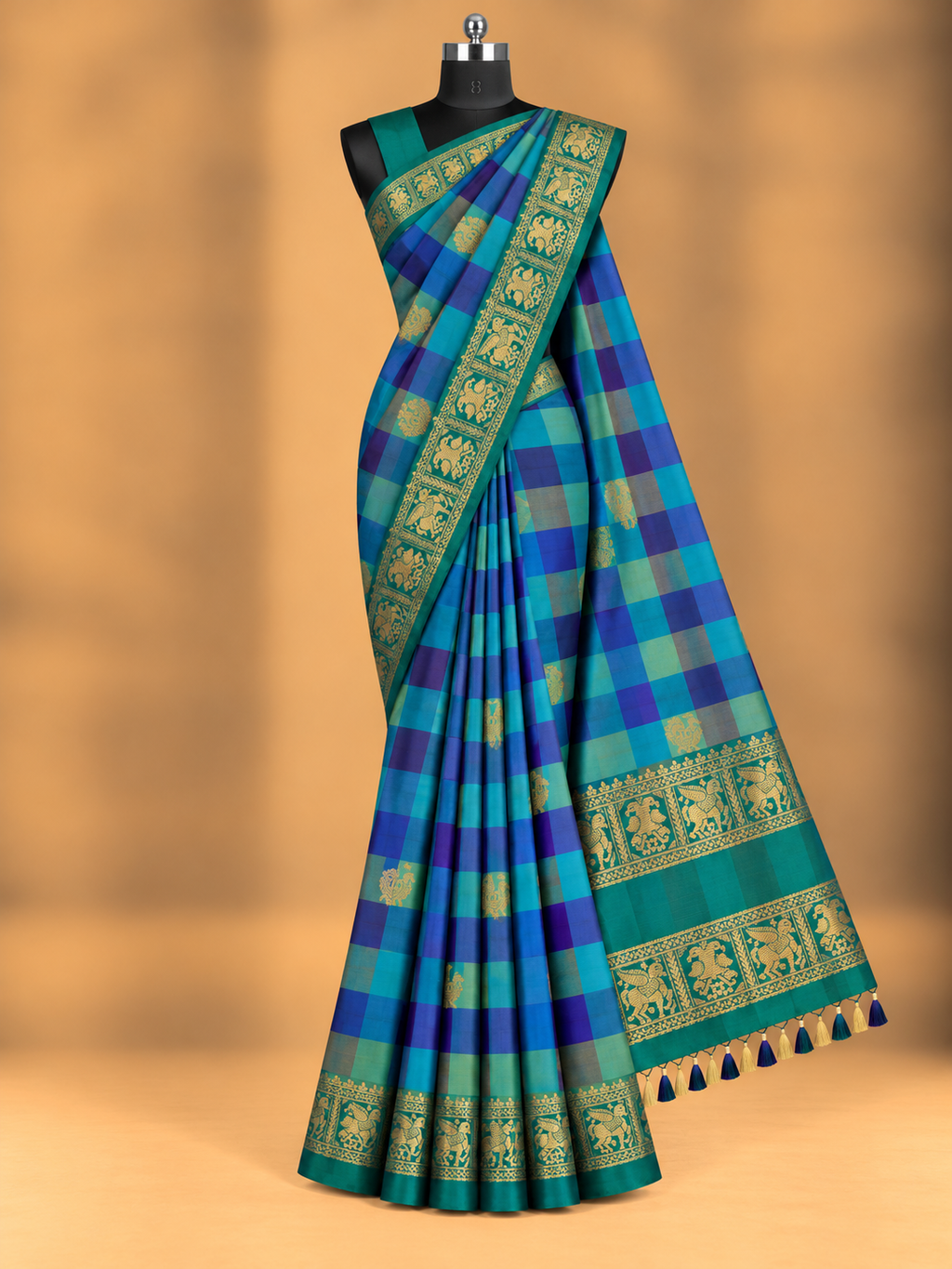 PREMIUM CHECKERED ZARI WORK SAREE COLLECTION
