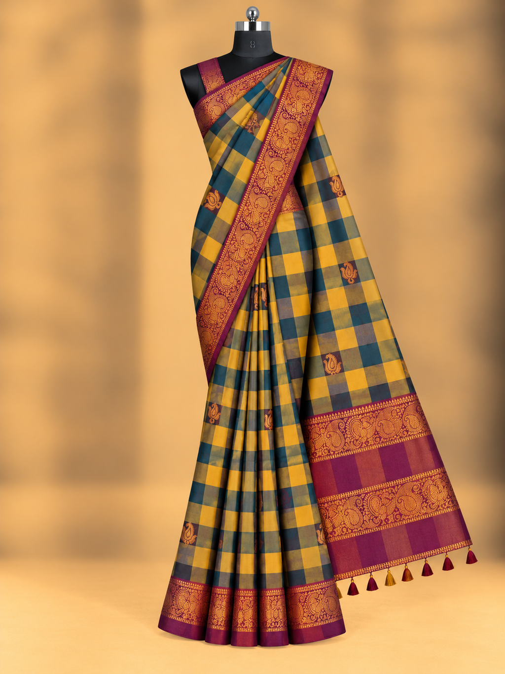 PREMIUM CHECKERED ZARI WORK SAREE COLLECTION