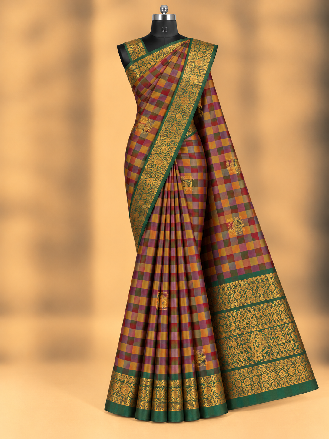 PREMIUM-SAREE-KOLLEKTION MIT KARIERTEM ZARI-MUSTER