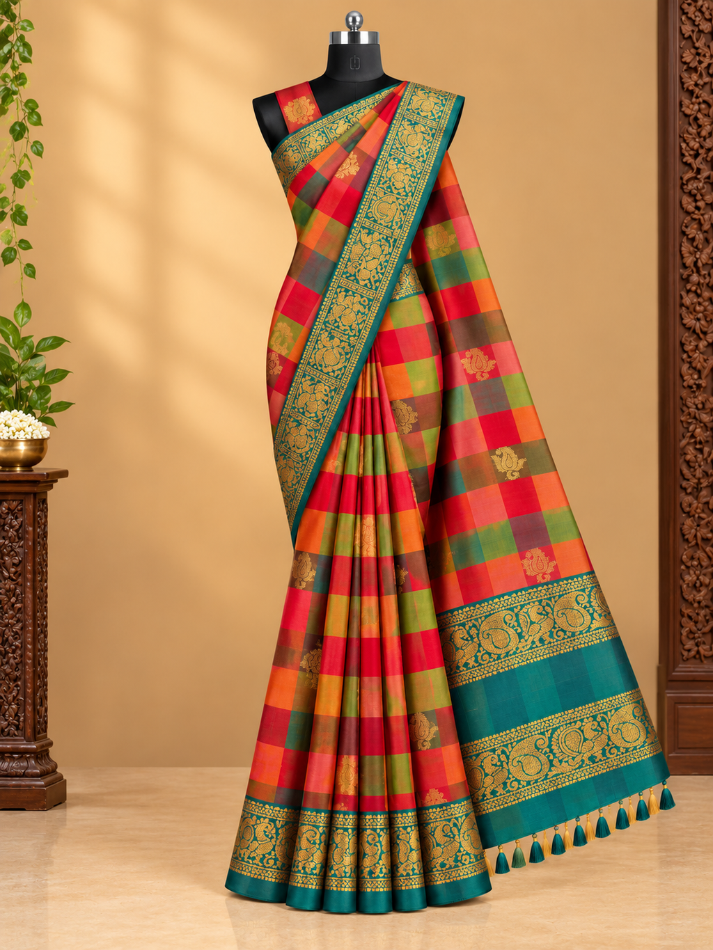 PREMIUM CHECKERED ZARI WORK SAREE COLLECTION