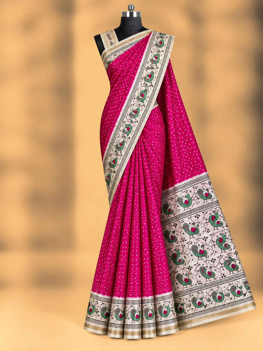 Elegant Premium Linen Cotton Saree With  Bandhani Designs