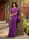 Elegant Purple Semi Tussar Silk Saree with Contrast Border