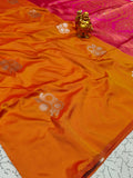 Premium Orange Double-Tone Soft Silk Meenakari Zari Saree - SS038