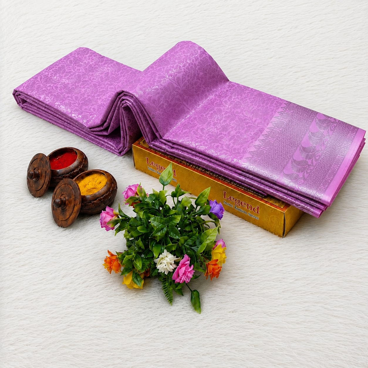 Premium Violet Self-Design Jacquard Art Soft Silk Saree - MS040