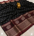 Premium Black All-Over Zari Banarasi Soft Silk Saree - BS042