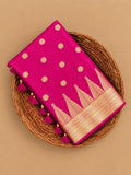 Rich Magenta Pink Kalyani All-Over Gold Zari Buttas Semi Tussar Silk Saree - TS046