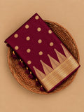 Rich Wine Maroon Kalyani All-Over Gold Zari Buttas Semi Tussar Silk Saree - TS046