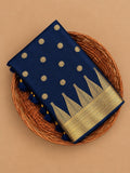 Rich Navy Blue Kalyani All-Over Gold Zari Buttas Semi Tussar Silk Saree - TS046
