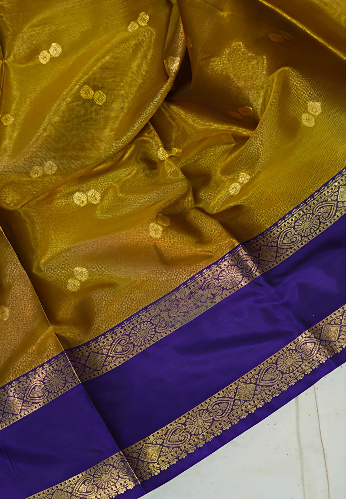 Premium Golden Yellow Butta Banarasi Soft Silk Saree - TS053