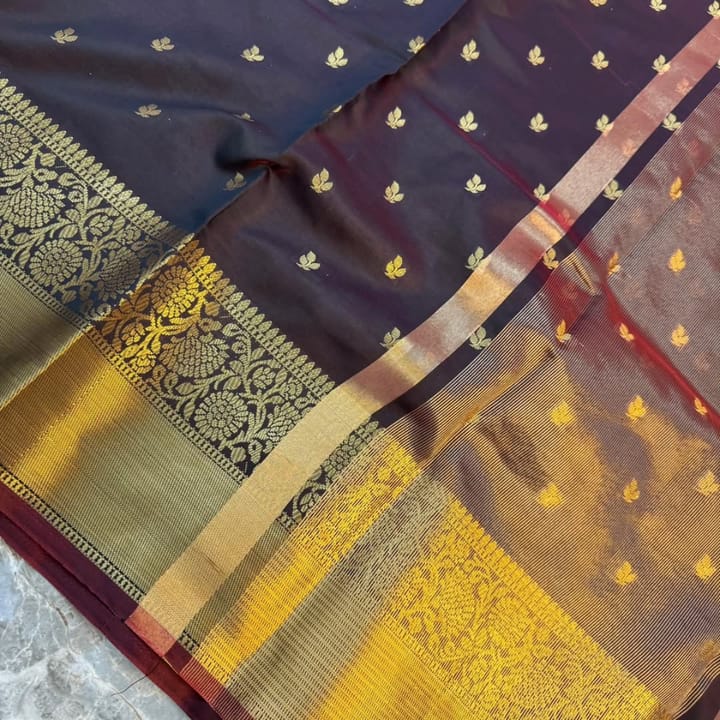 Pure Banarasi Coffee Brown Butta Saree