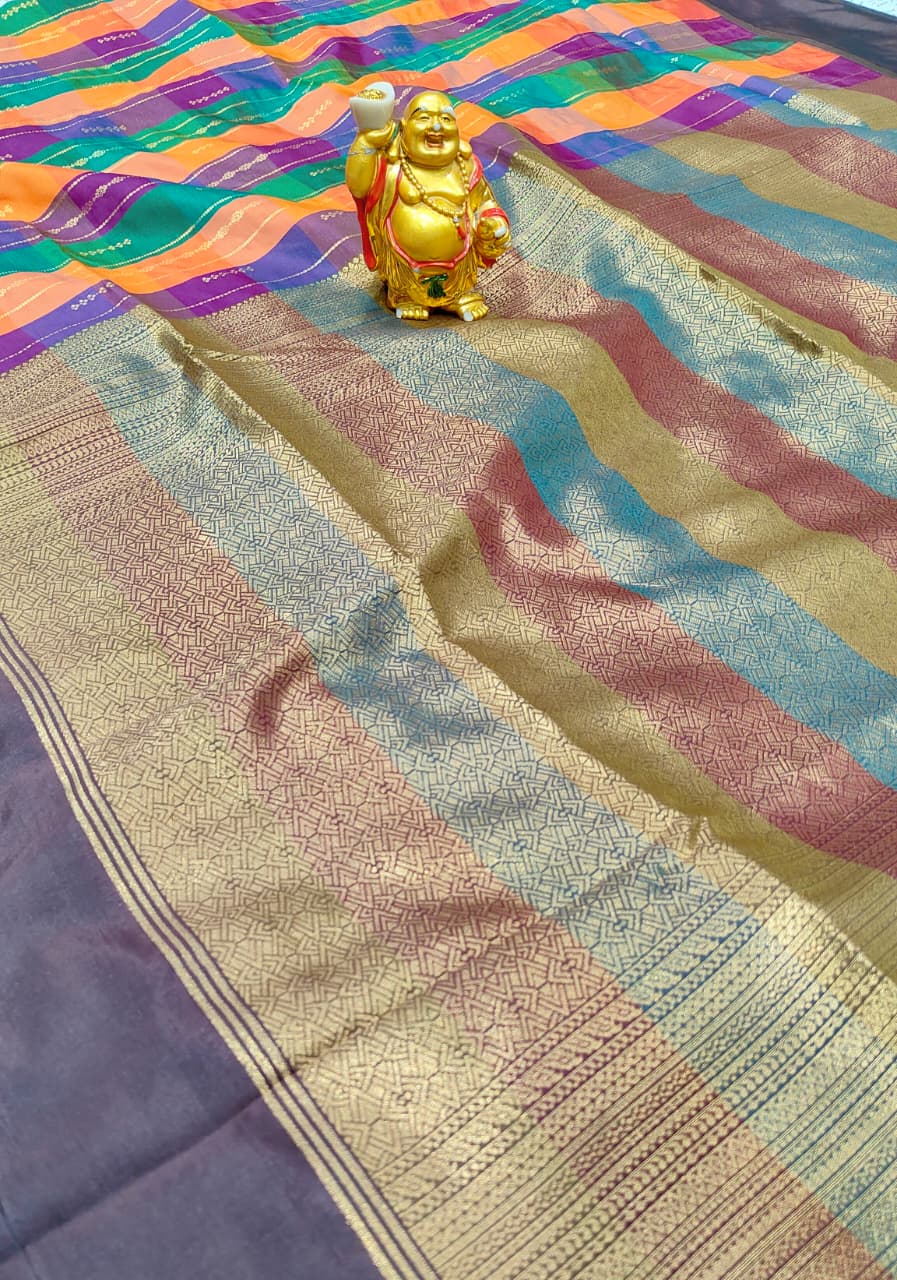 Checked Semi Silk With Vairasoosi Pattren Madras Checks