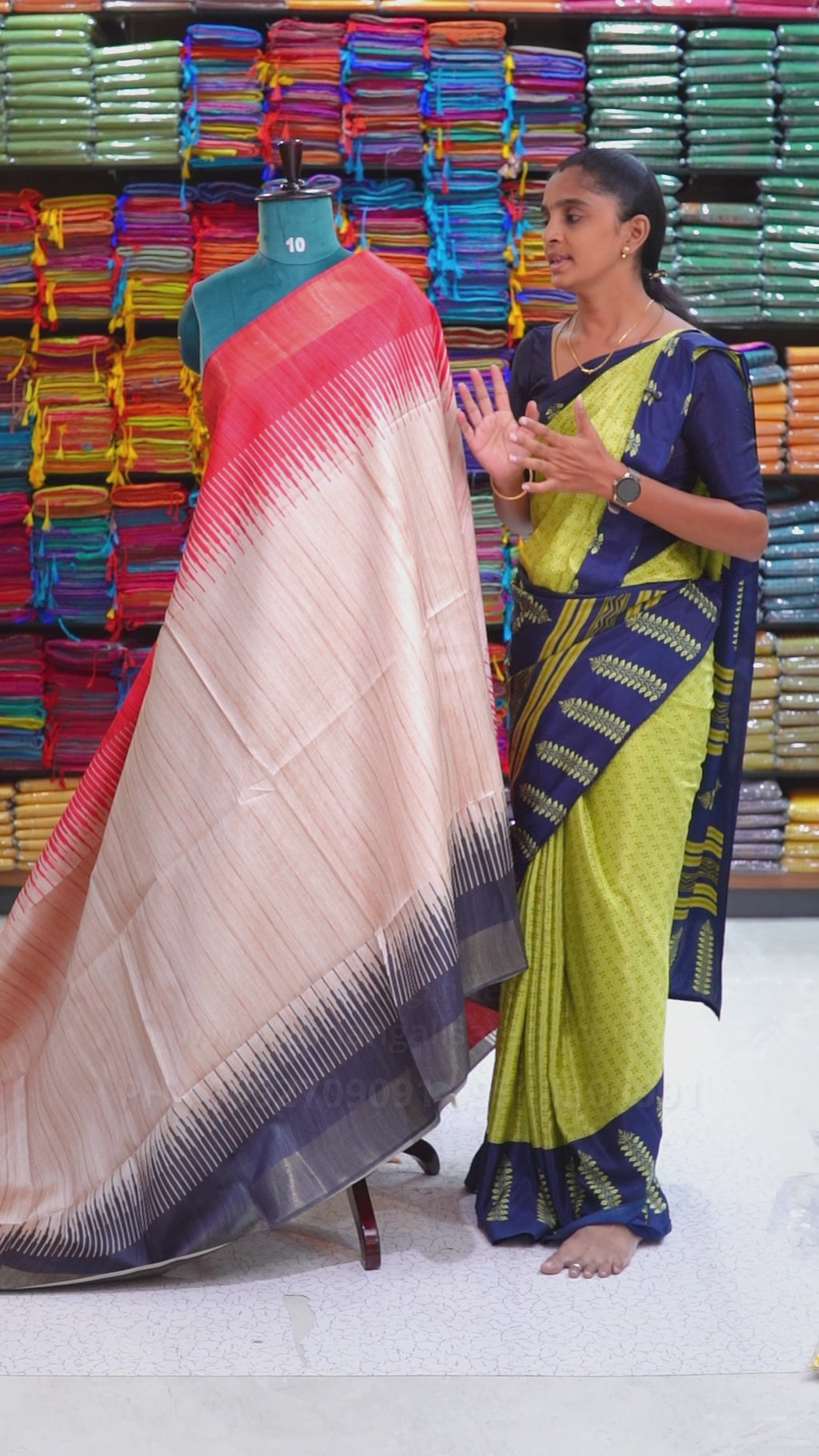 Elegant Teal & Orange Semi Tussar Soft Silkworm Saree - SS061